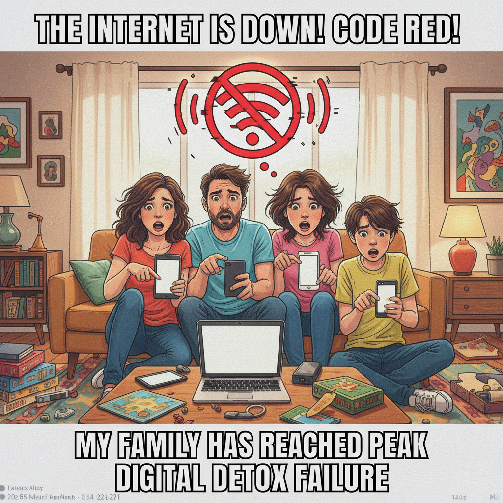 When the WiFi goes down, my family transforms into a pack of feral animals.