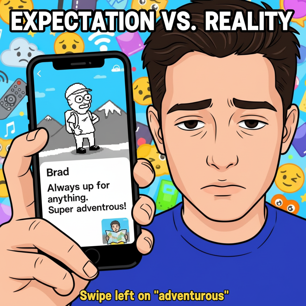 His bio said 'adventurous.' He meant 'adventurous with his mom's Netflix account.'