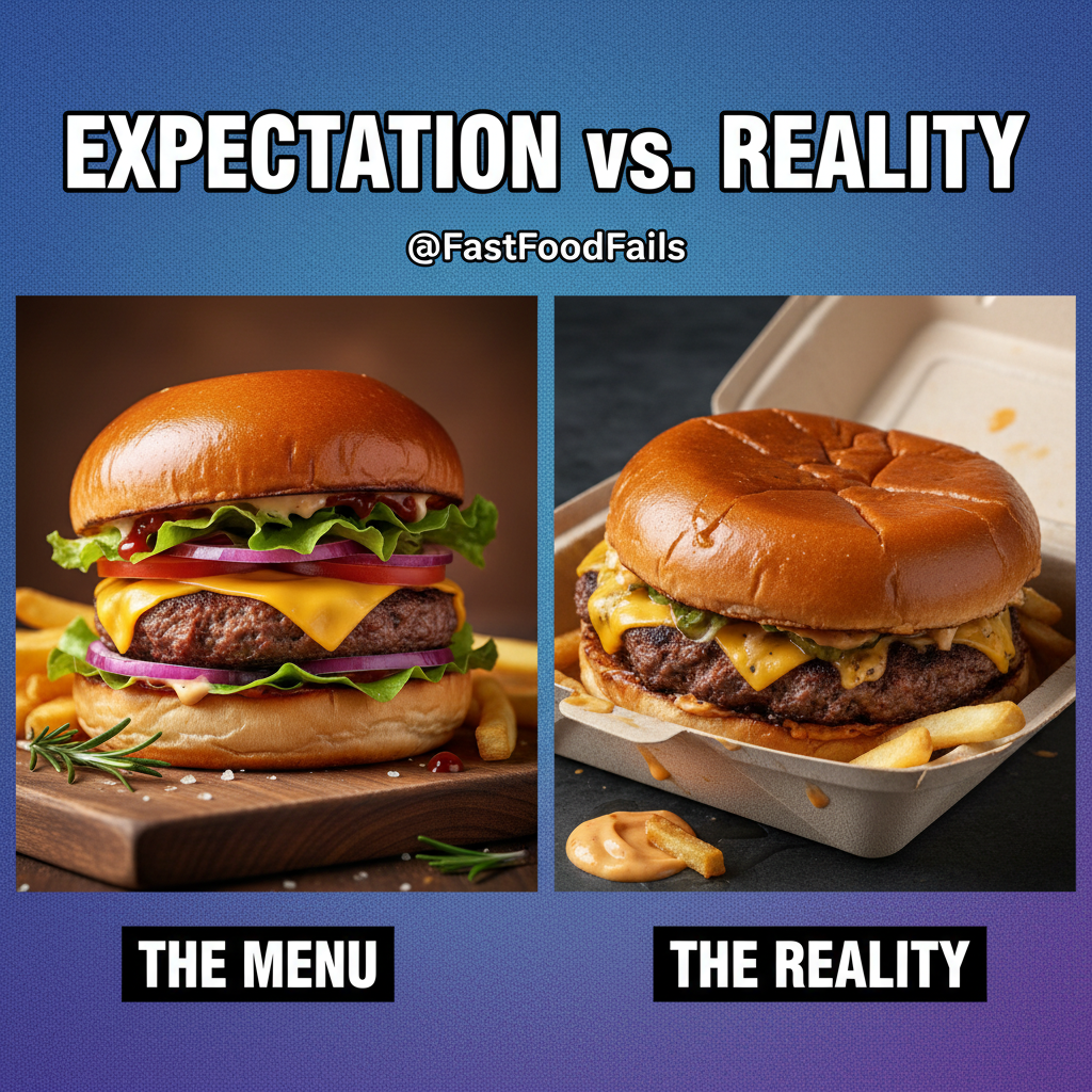 Ordered a gourmet burger, got something that looks like it lost a fight. 😭 #FoodDelivery