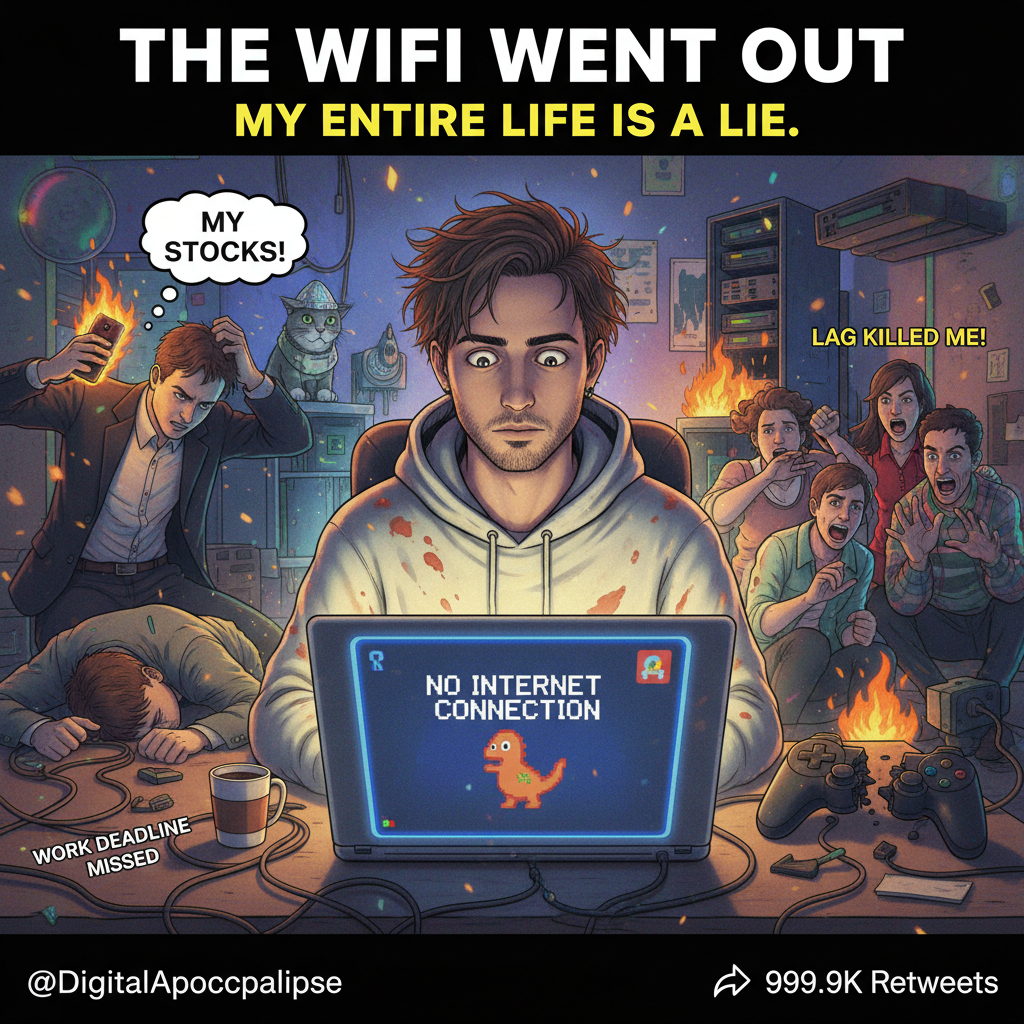 The WiFi just died. I repeat, the WiFi just died. We are not okay. 🚨