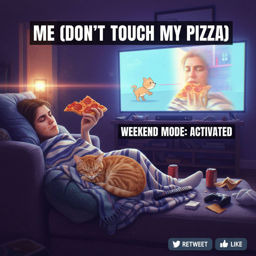 Friday night plans: wild party. Friday night reality: wild party... of one, with my cat and pizza.