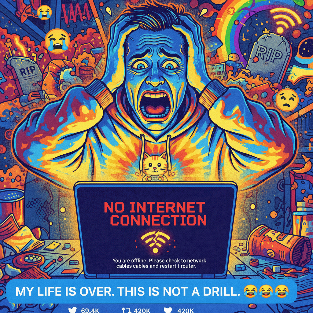 The five stages of grief when the WiFi goes down: Denial, Anger, Bargaining, Depression, Acceptance (of mobile data).