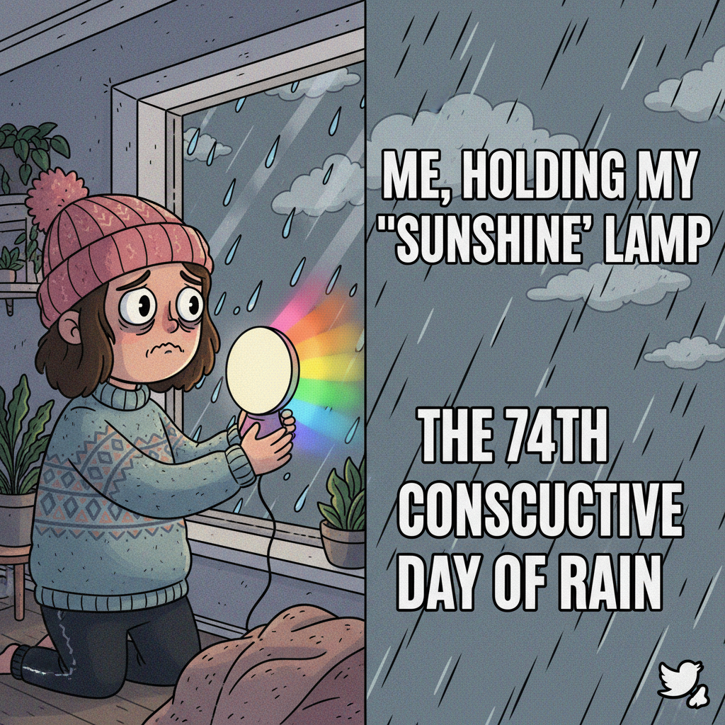 Seasonal depression hitting different this year. My therapist recommended 'more sun.' I live in Seattle.