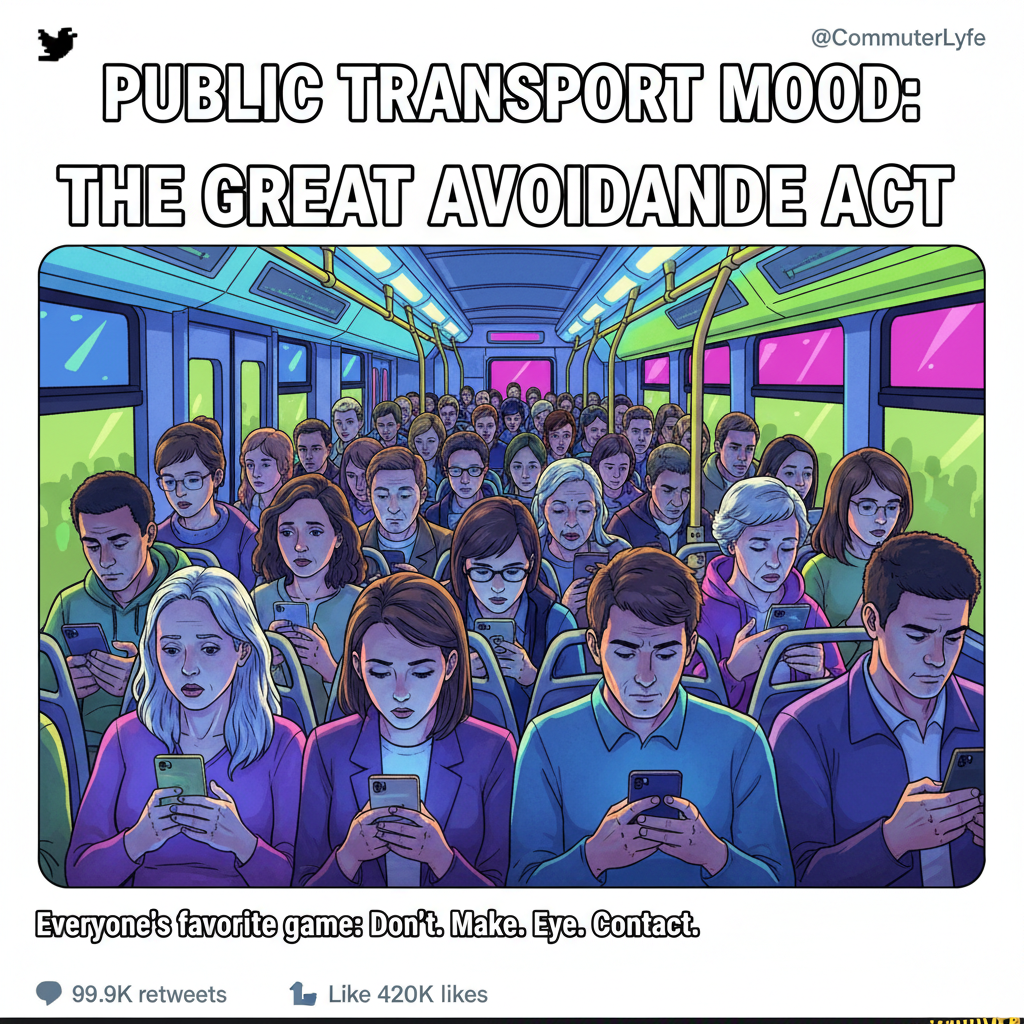 Public transport is just a social experiment to see how long we can all avoid eye contact.