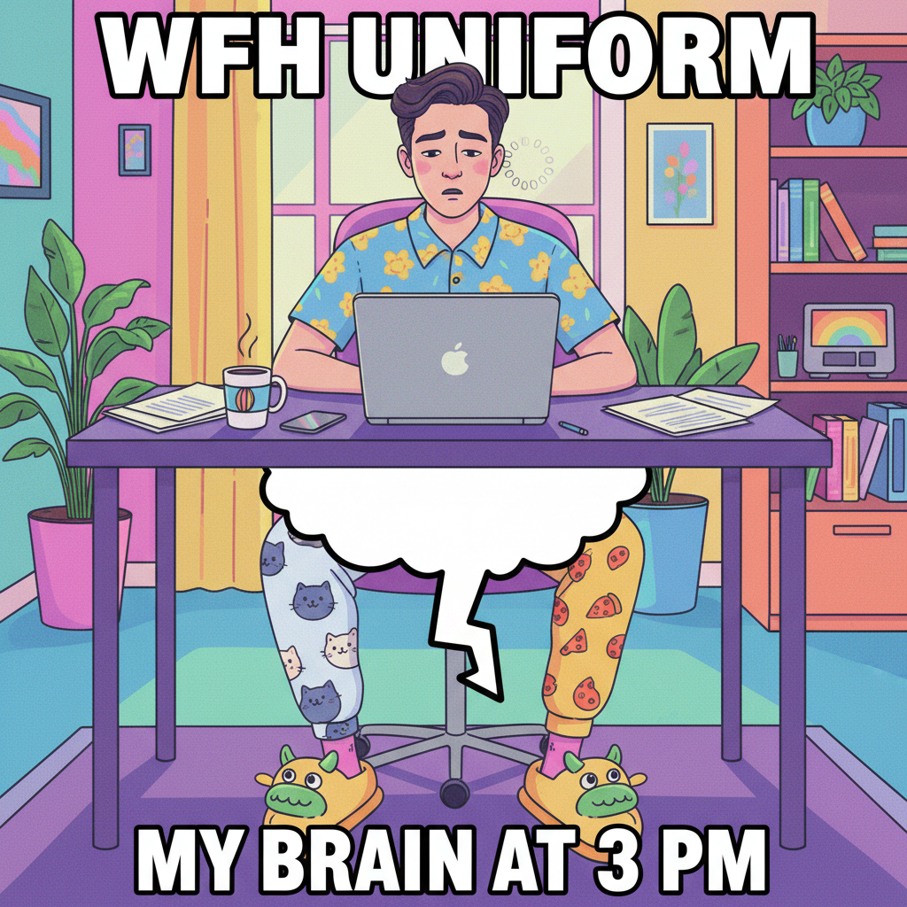 My WFH uniform is 50% pajamas, 50% existential dread. 100% comfy though.