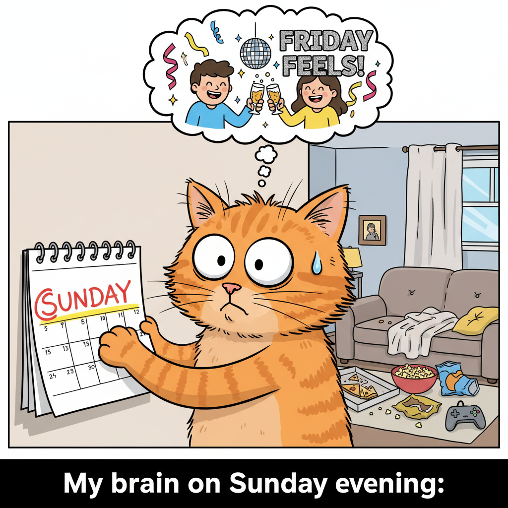 My brain trying to process that it's Sunday night and not Friday evening