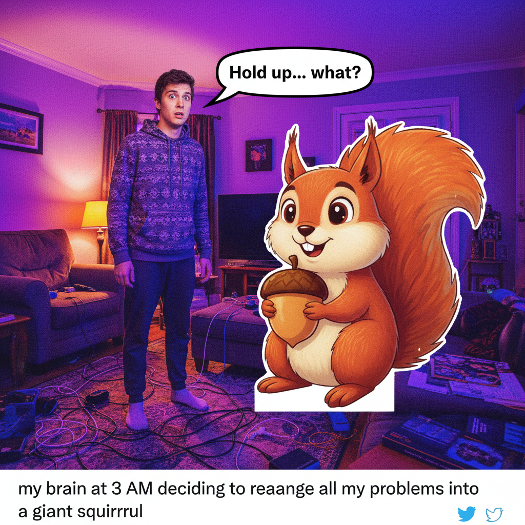 Me: 'Just browsing.' Also me, 3 days later: 'Why did I buy a life-sized cardboard cutout of a squirrel?'