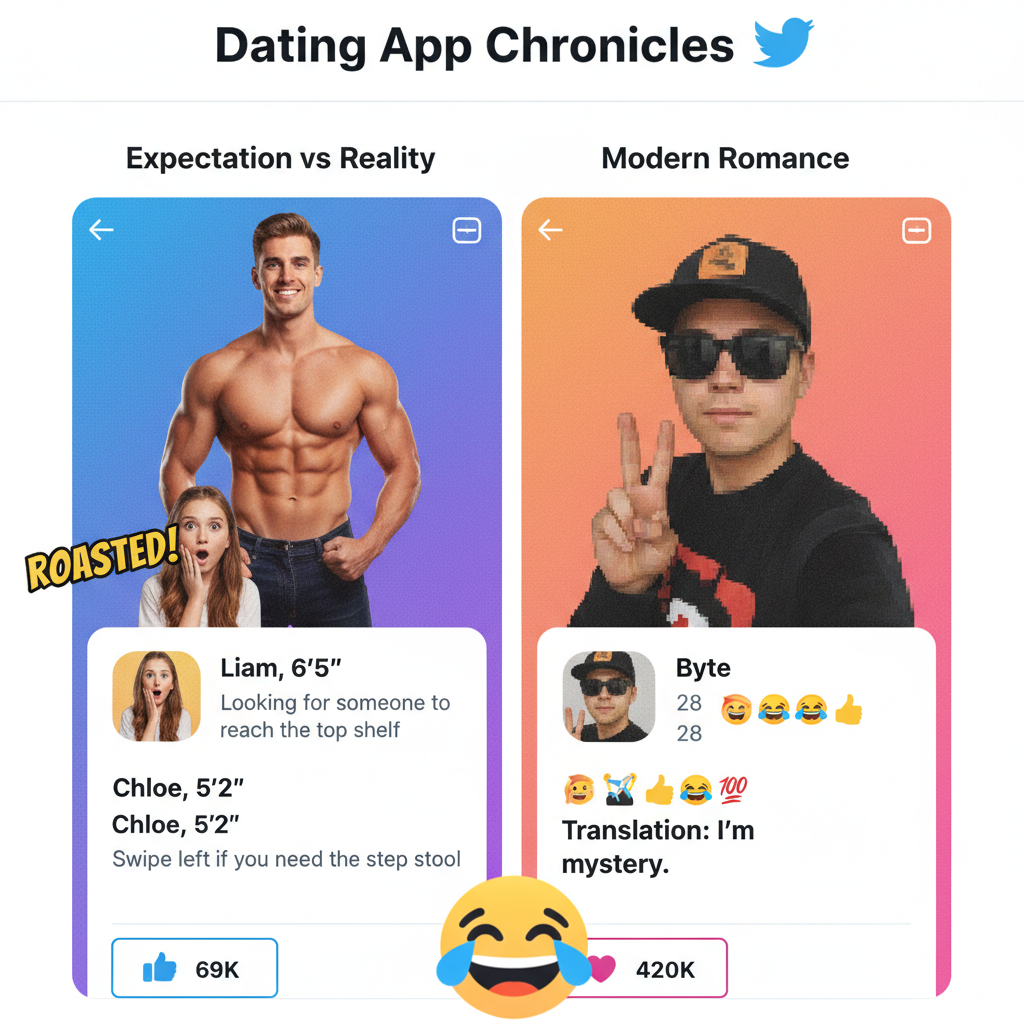 Dating apps are just a buffet of 'he's 5'9" but says 6ft' and 'her bio is just an emoji.'