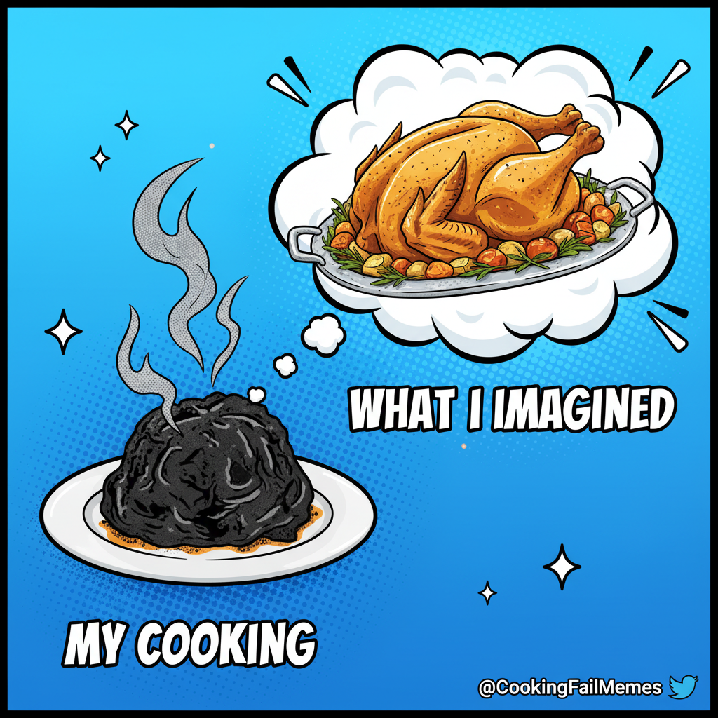 My 'gourmet' dinner turned into a charcoal briquette. Send help (and pizza).