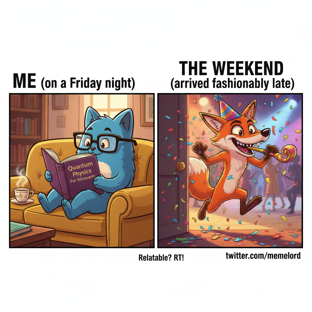 Introvert: 'Let's stay in.' Extrovert: 'But what if we *don't*?' The eternal struggle.