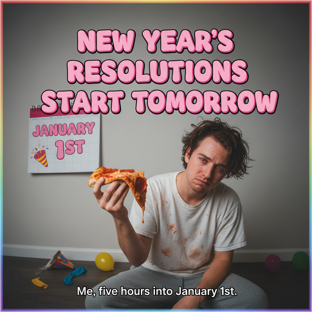 My New Year's resolution to 'eat healthier' lasted 3 hours. Send pizza.