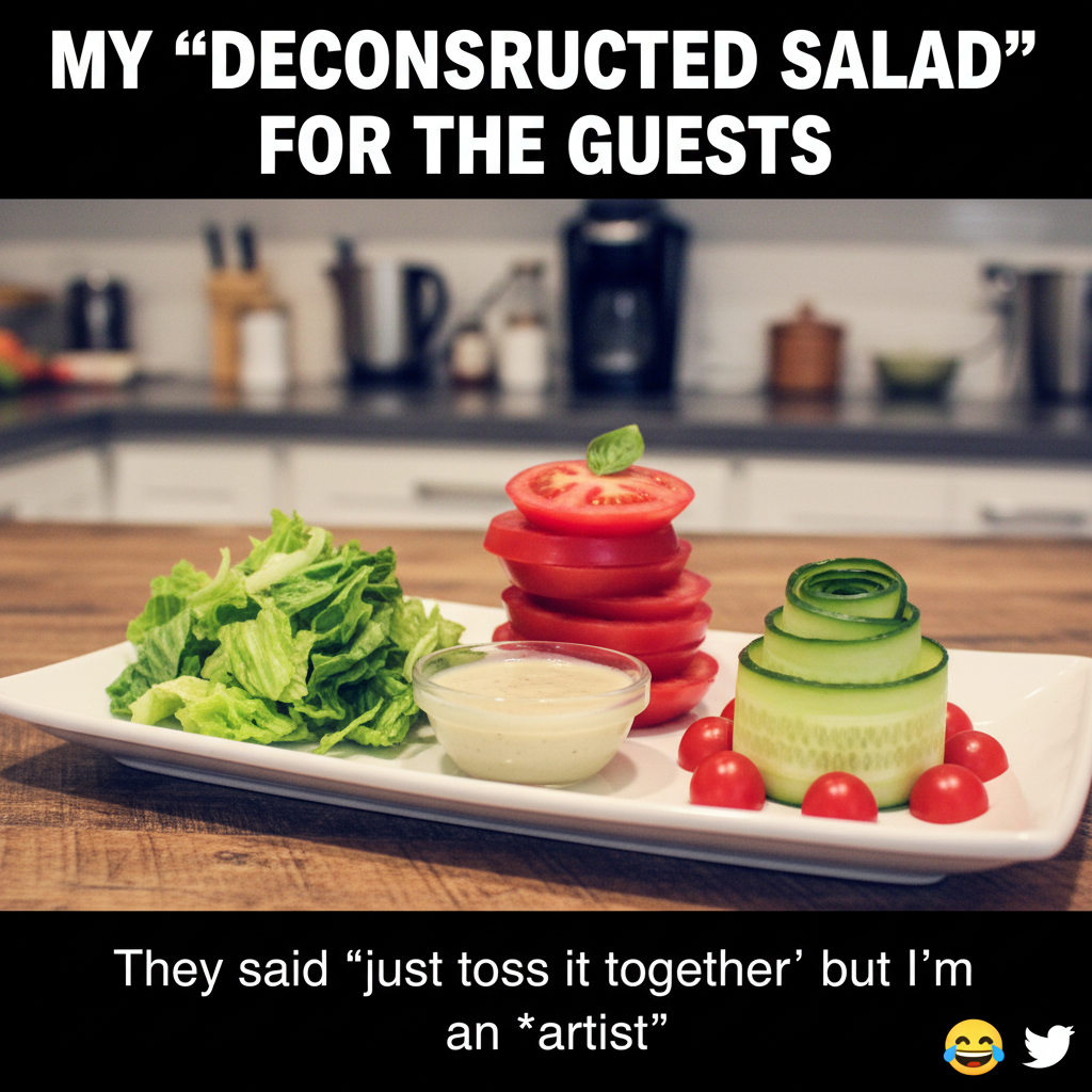 Tried to make a 'deconstructed' salad. Ended up with just a pile of ingredients. 🥗🤷‍♀️