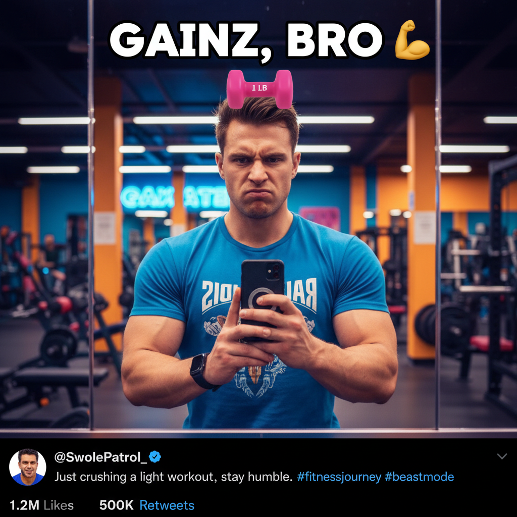 Went to the gym. Did 3 reps. Took 7 selfies. Productive day. 💪 #GymLife