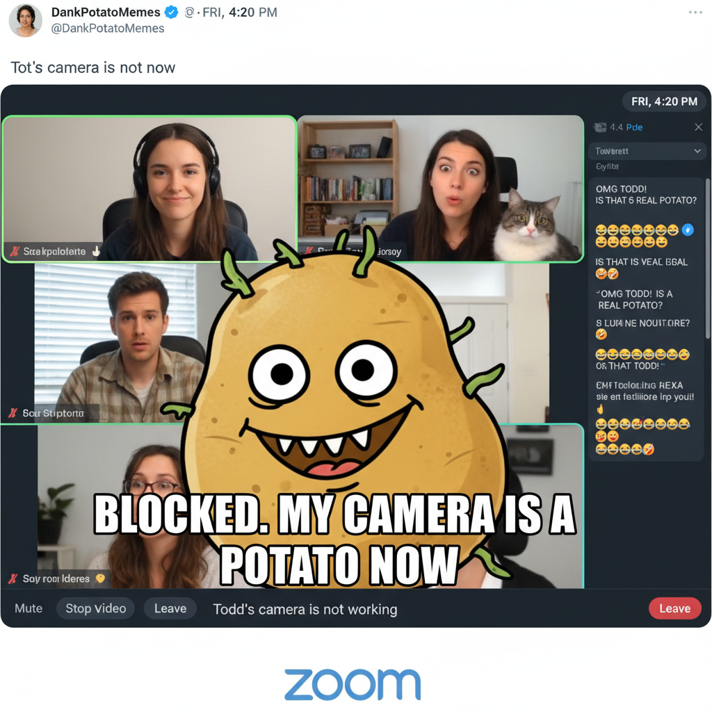 My boss just turned himself into a potato on Zoom and couldn't figure out how to change it back.