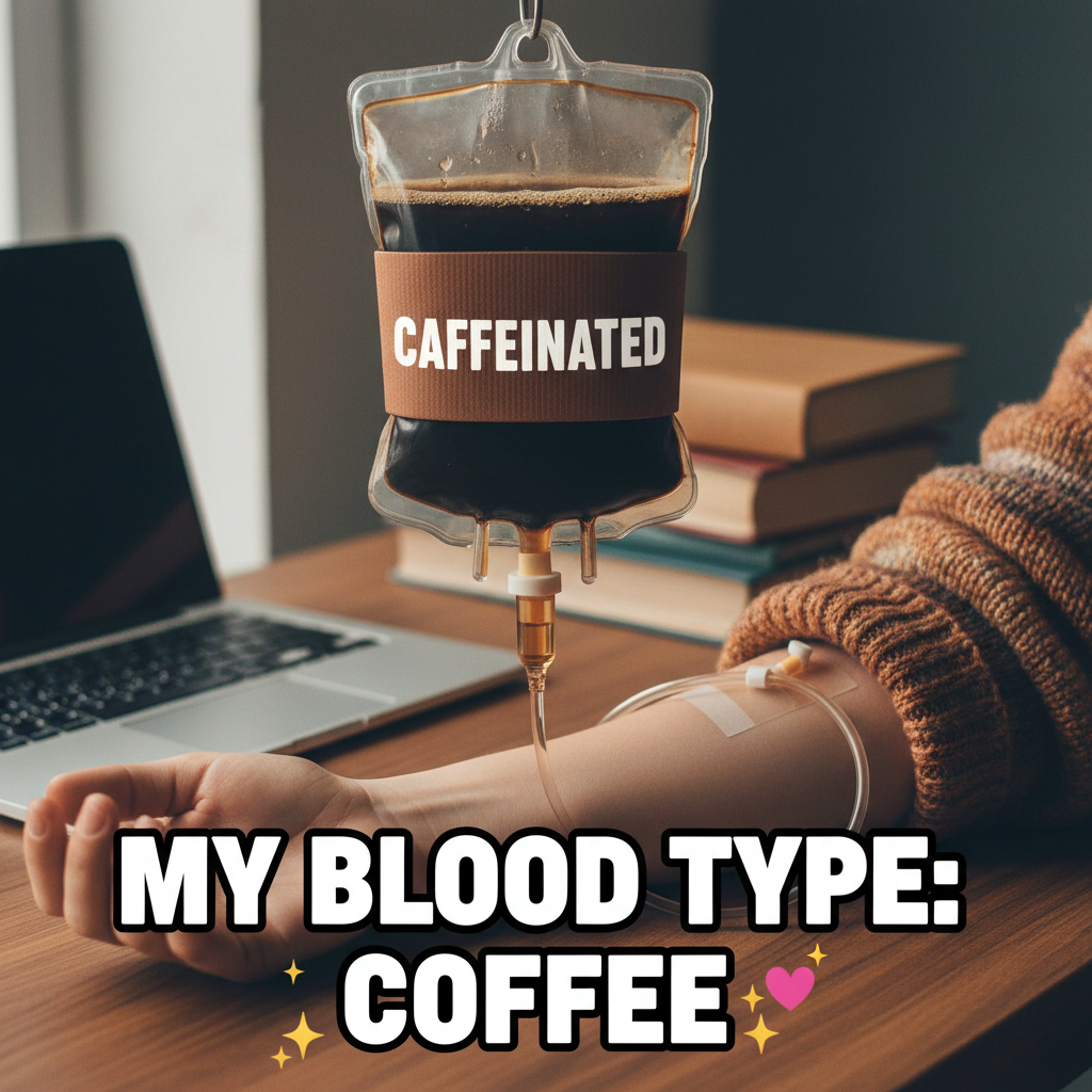 My blood type is coffee. My personality type is also coffee. Send beans.