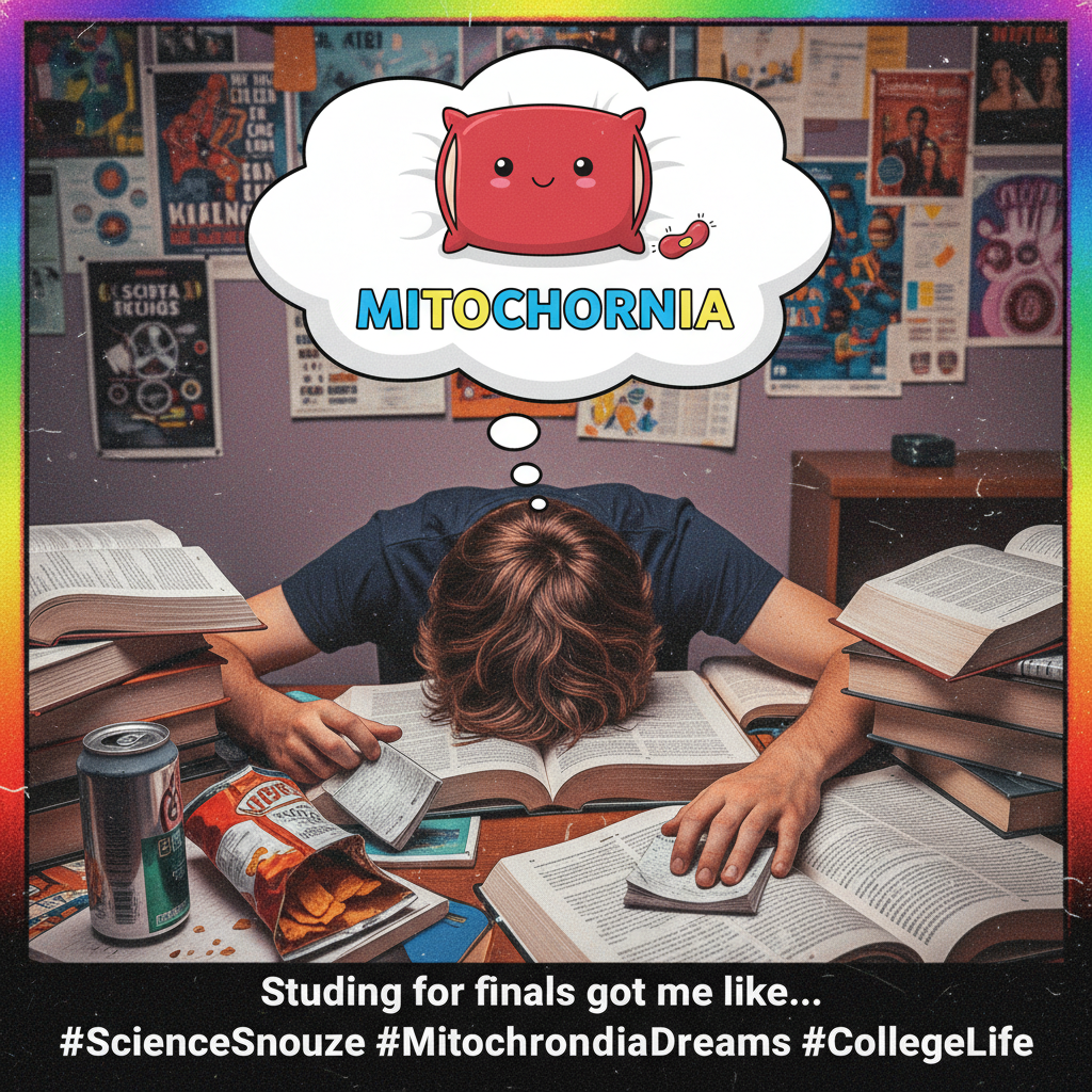 My brain during exams: 'The mitochondria is the powerhouse of the... *checks notes*... of the *nap time*.'