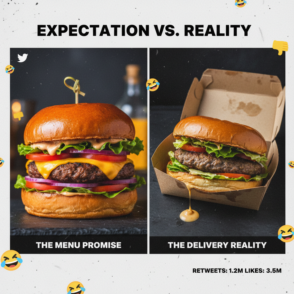 Ordered a burger, got a Picasso. Food delivery expectations vs reality is wild.