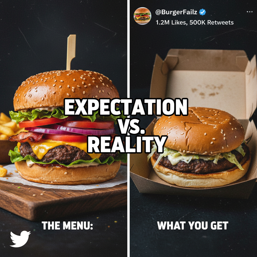 Ordered a burger, got a spiritual journey. Expectations vs. Reality hit DIFFERENT.