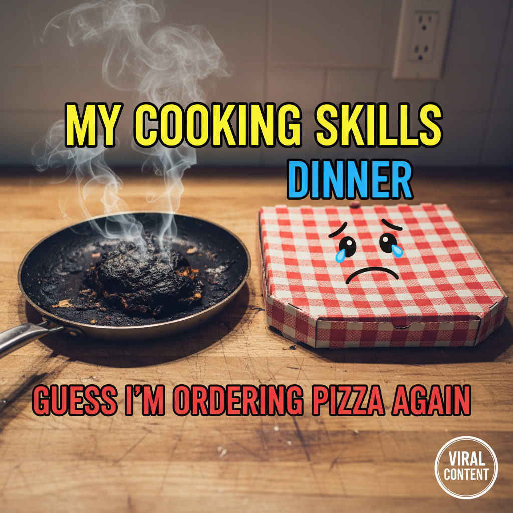 My 'gourmet' dinner turned into a charcoal briquette. Send help (and pizza).