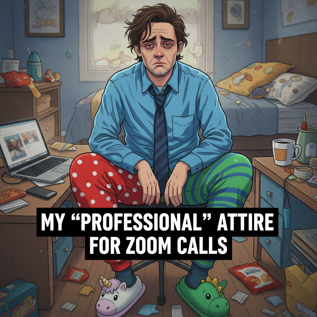 My WFH uniform is 50% pajamas, 50% existential dread.