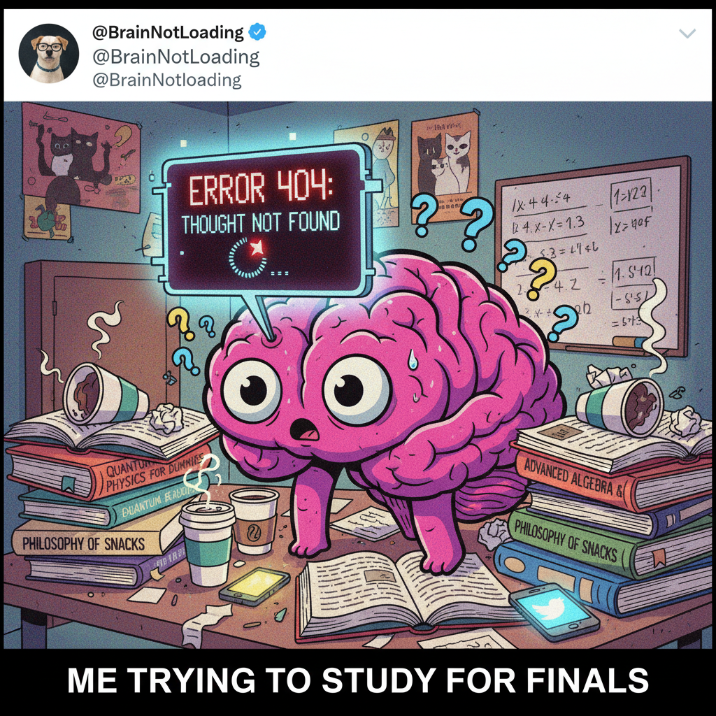 My brain during exam season: *buffering... buffering... error 404: knowledge not found*