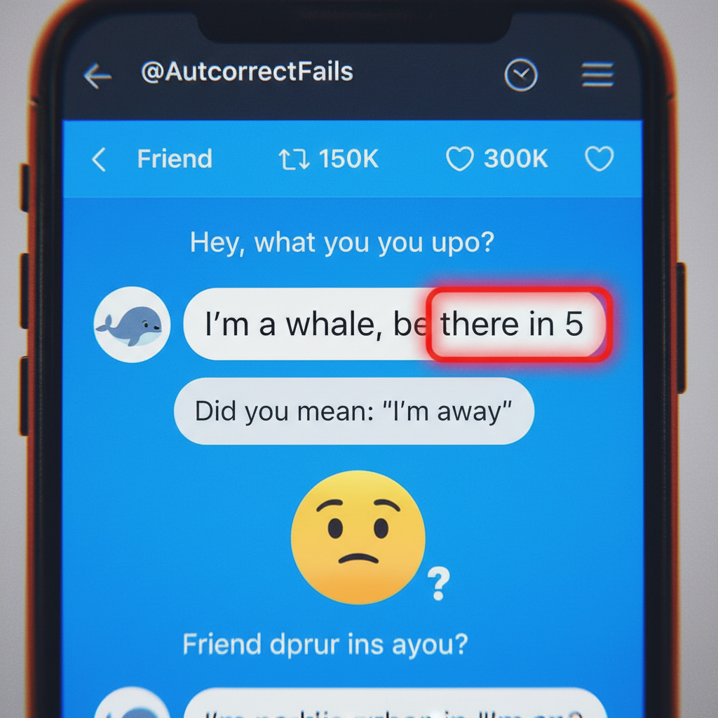Autocorrect changed 'I'm on my way' to 'I'm a whale.' My boss is going to love this.