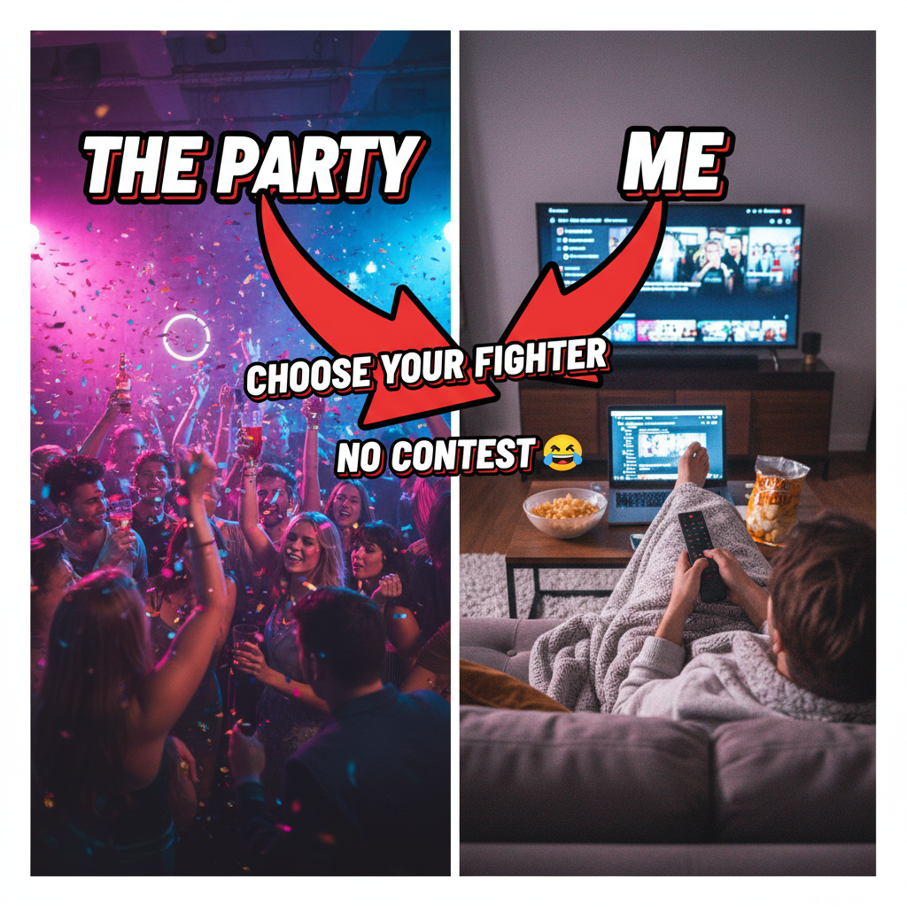 Friday night plans: wild party. Friday night reality: wild party... of one, with snacks and Netflix.