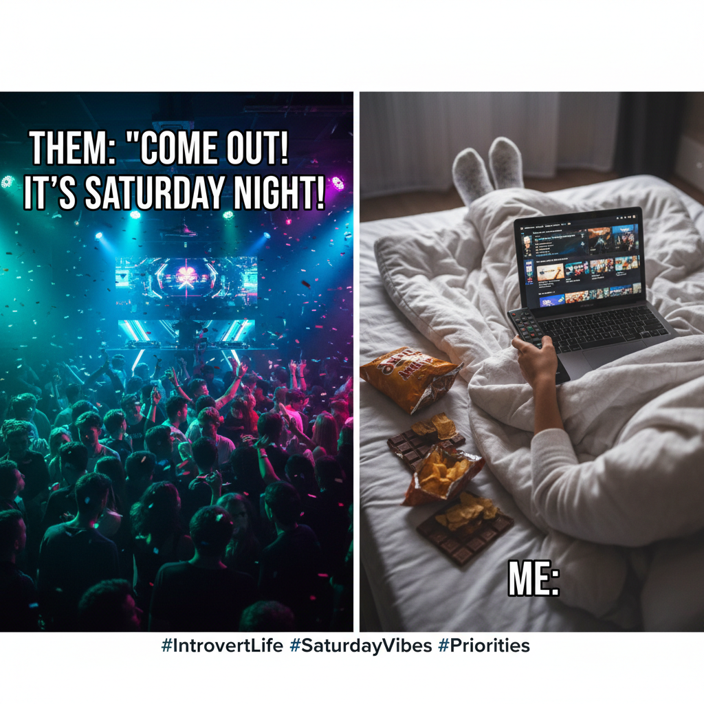 Friday night plans: Clubbing till dawn. Friday night reality: In bed by 9 PM with a bag of chips.