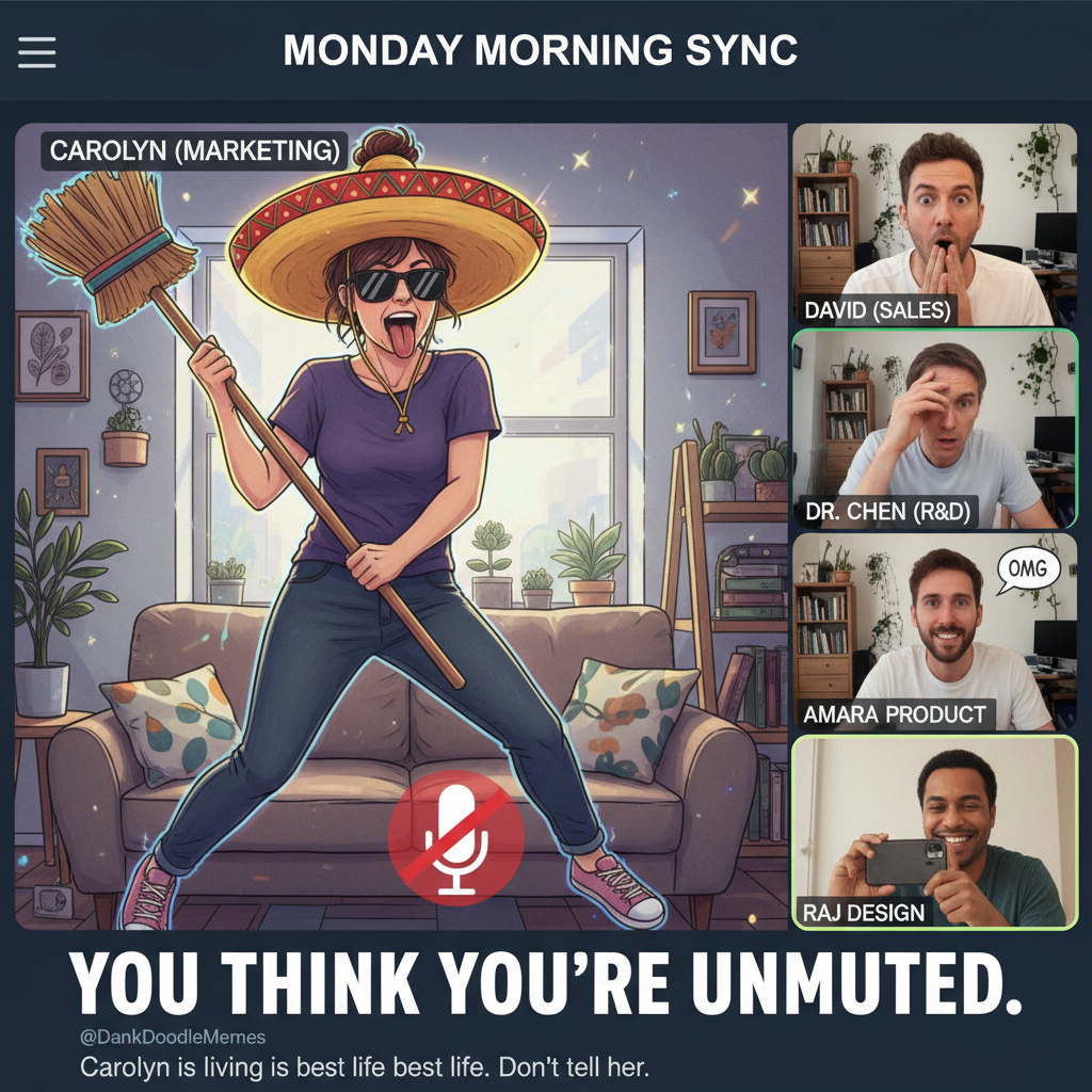 My mic was off for the entire Zoom meeting. My camera was NOT. Send help.