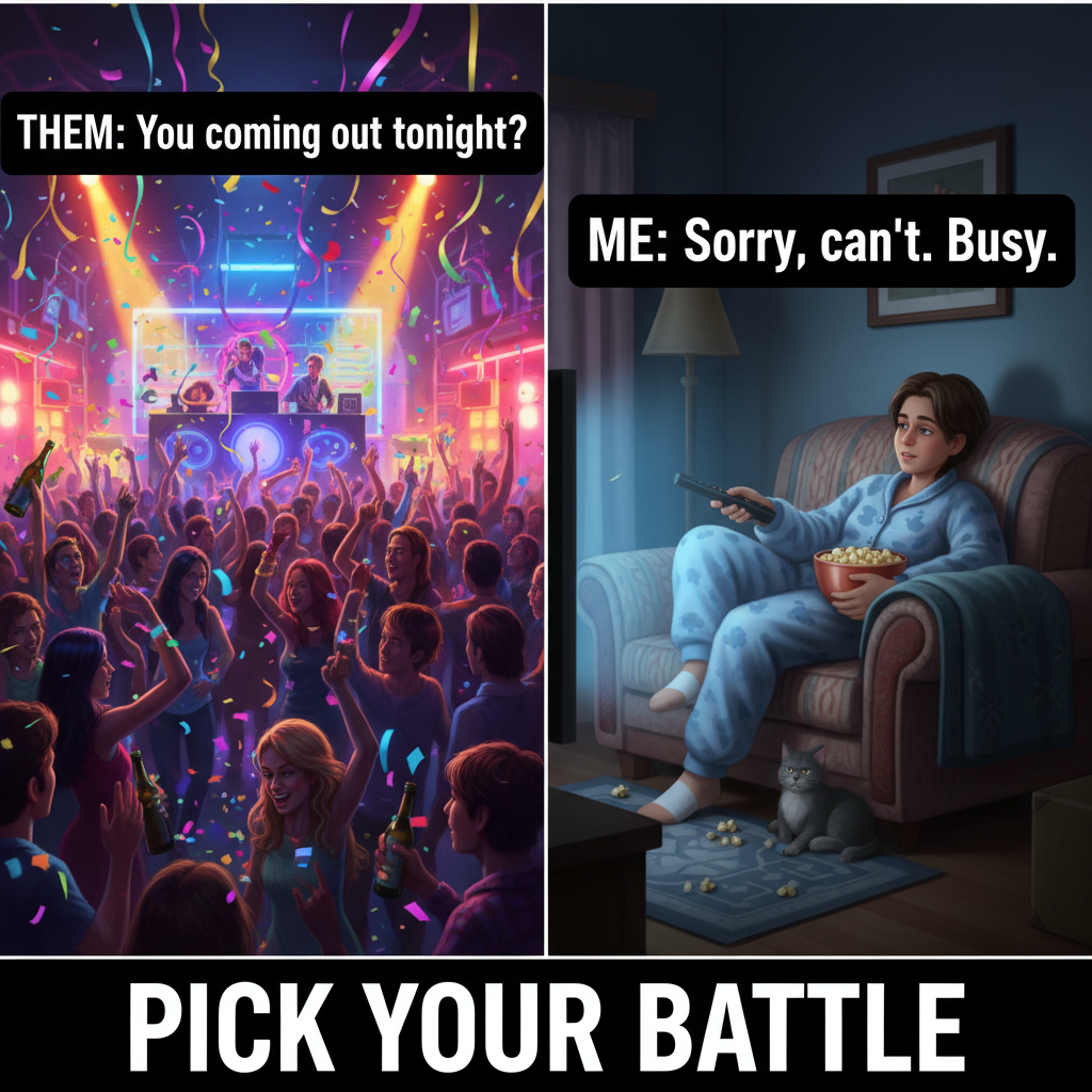 Friday night plans: wild party. Friday night reality: wild Netflix binge.