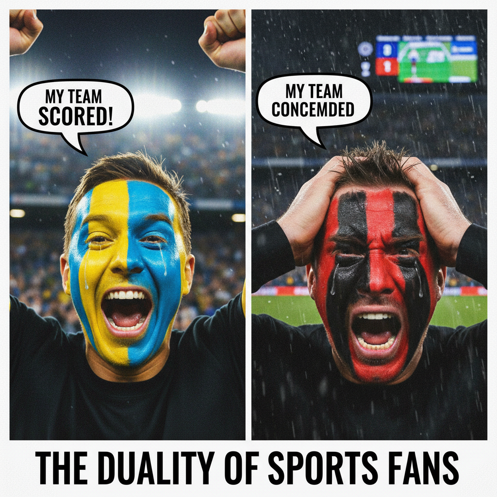 My team won. I'm getting a tattoo. My team lost. I'm burning the city down.