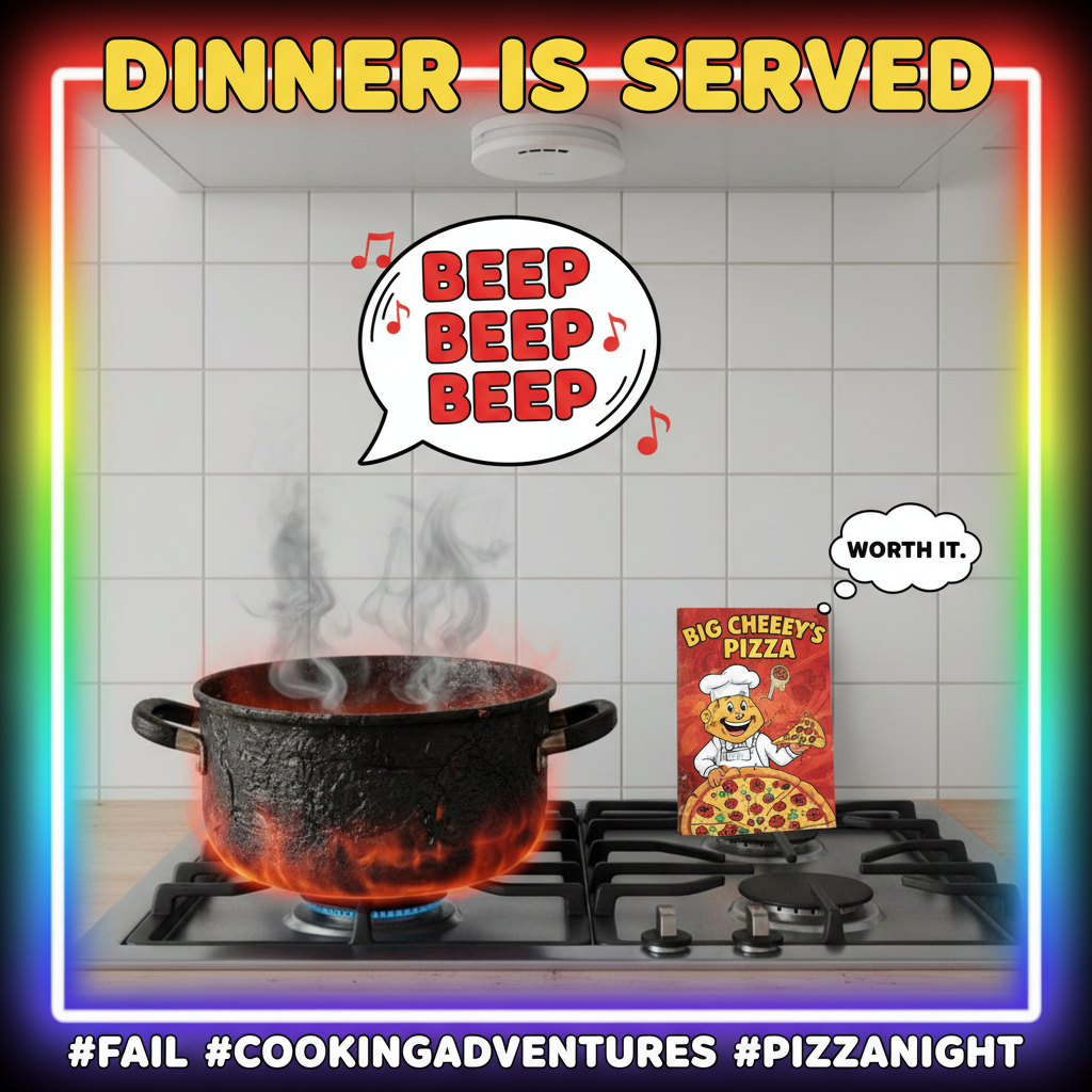 Attempted gourmet pasta. Ended up with a carbonized pan and a pizza delivery menu.