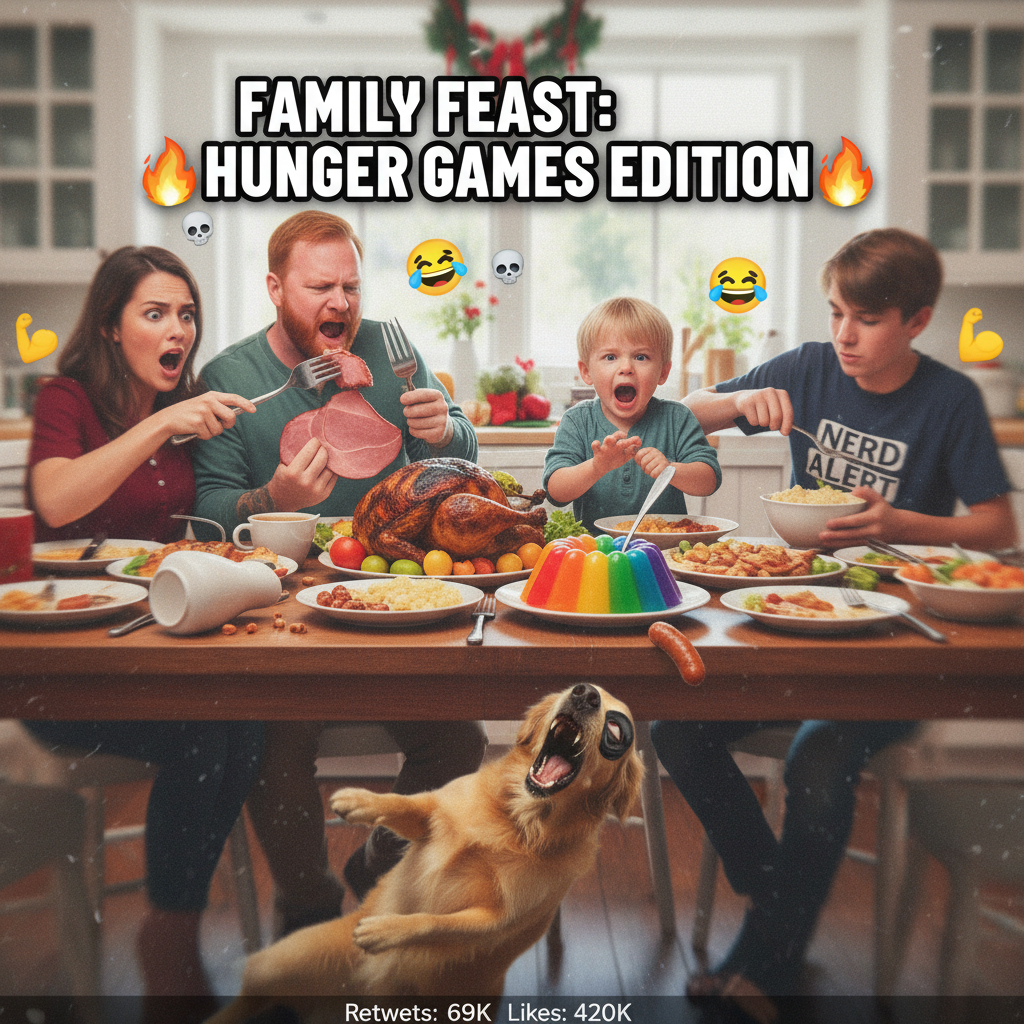 Holiday family dinner is just competitive eating with passive aggression. Send help.