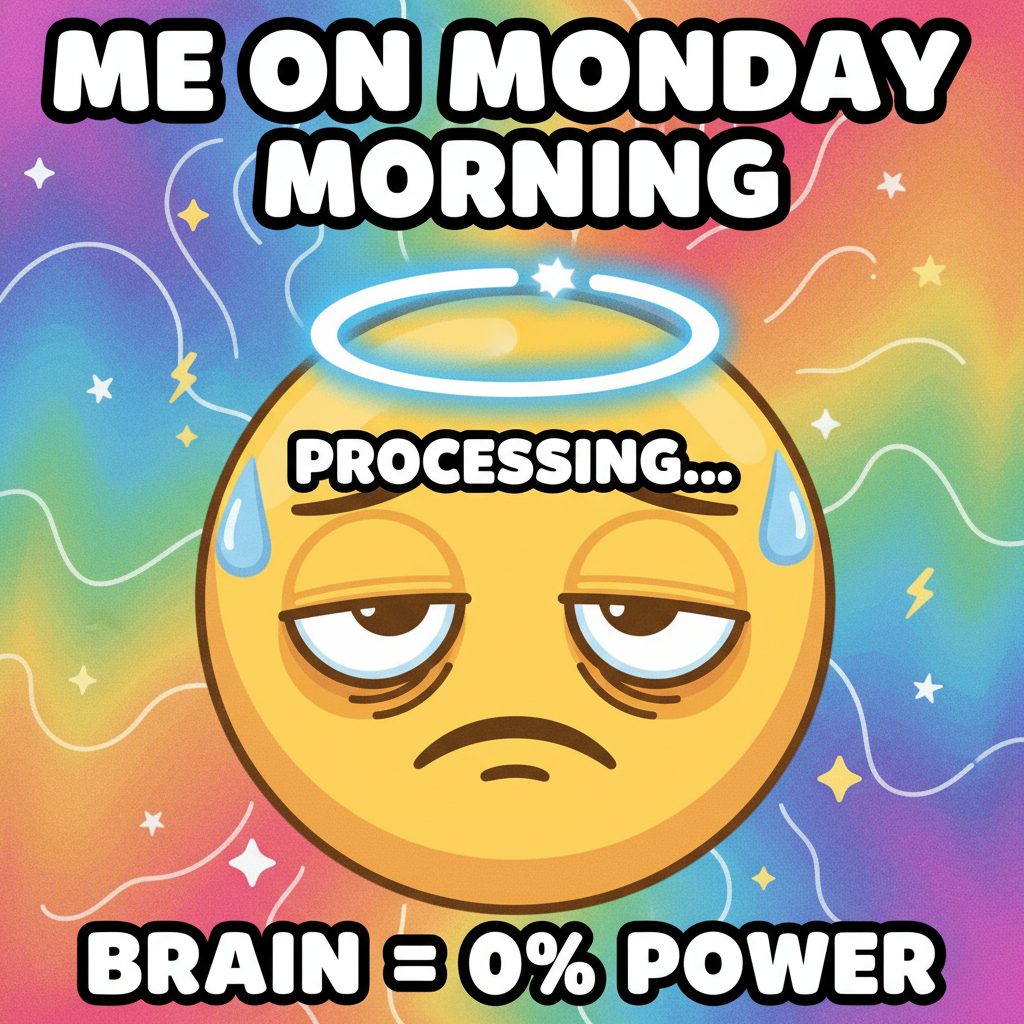 My Monday morning mood is 'still processing weekend data'. Please try again Tuesday.