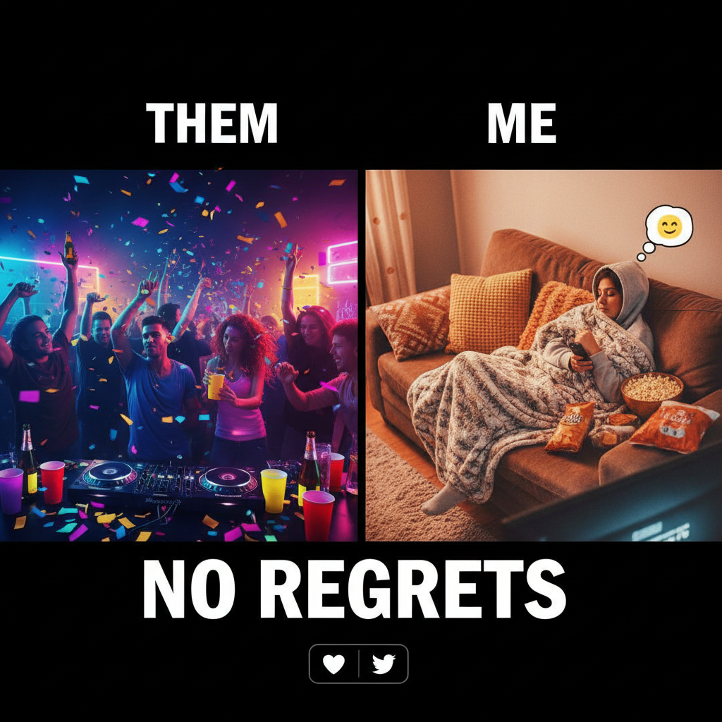 Friday night plans: wild party. Friday night reality: wild party... of one, with snacks and Netflix.