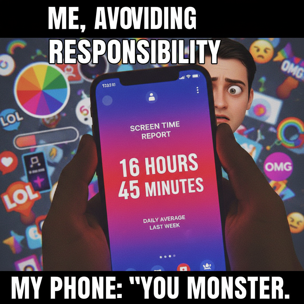 My screen time report just called me out. I'm not addicted, I'm just 'invested'.