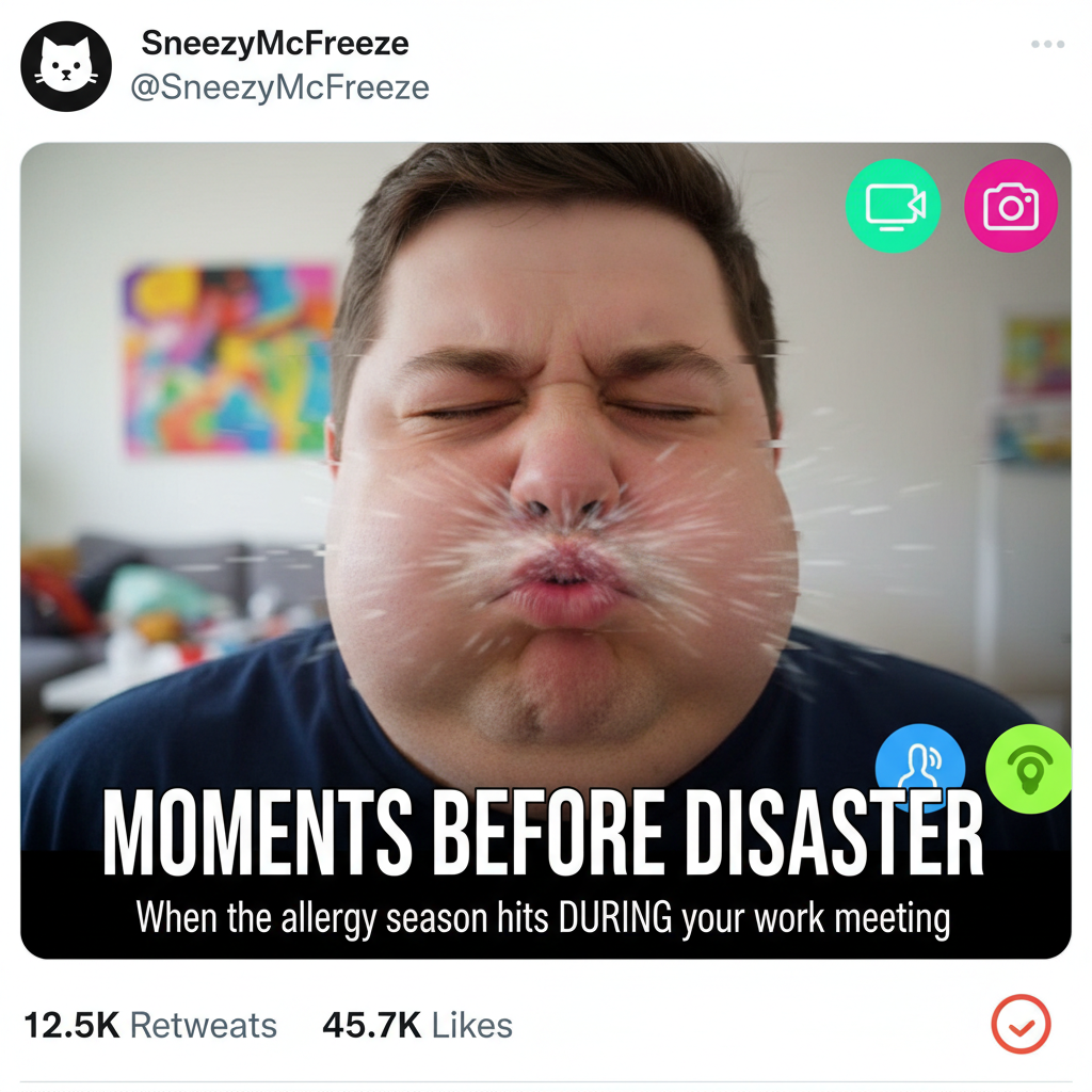 My internet froze during my presentation. My face was stuck mid-sneeze for 5 minutes.