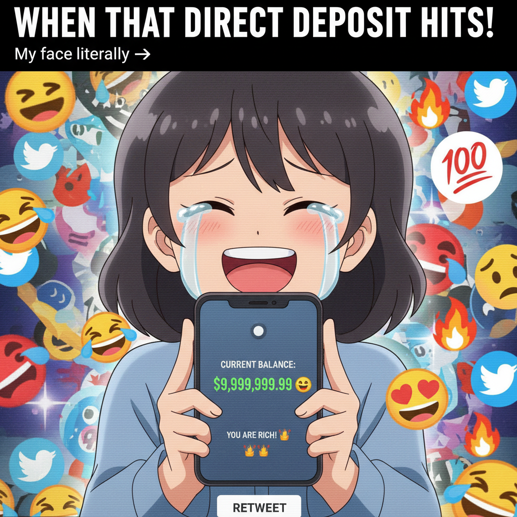Me seeing my bank account after payday: *anime character crying tears of joy*