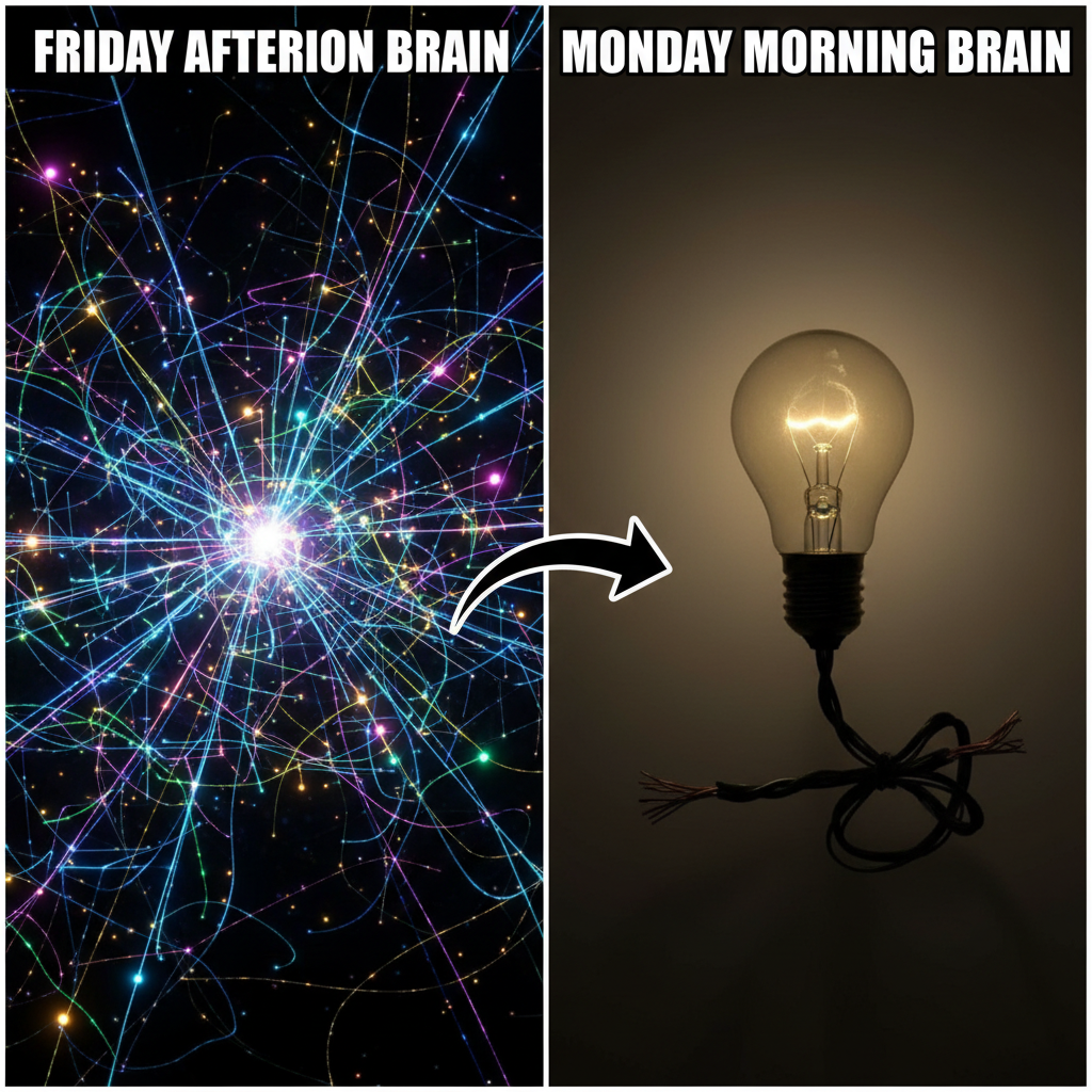 My brain on Monday mornings vs. my brain on Friday afternoons