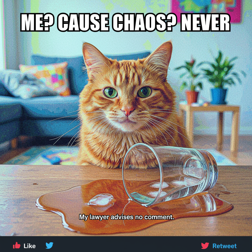 My cat just stared at me while knocking my water glass off the table. The audacity. I still love him tho.