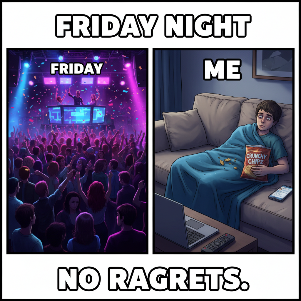 Friday night plans: clubbing. Friday night reality: debating if I should get up for a snack.