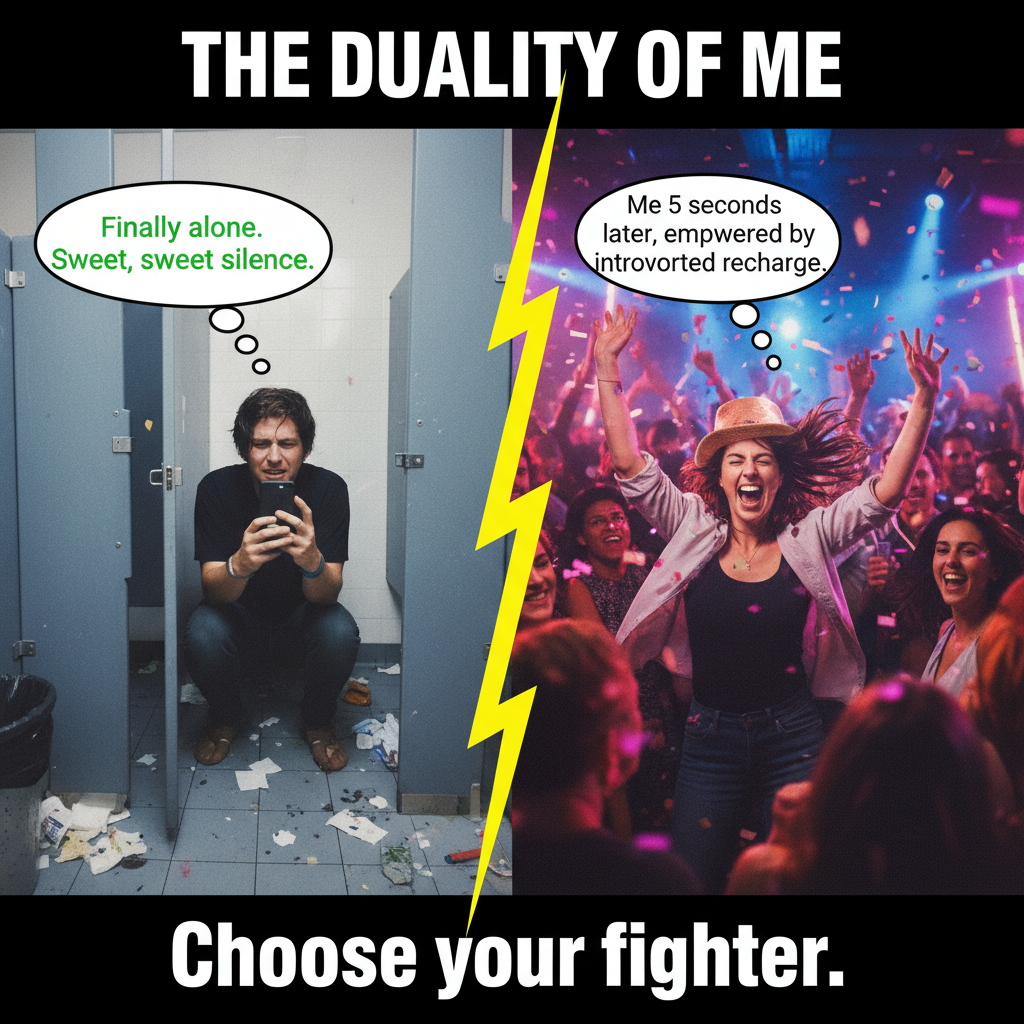 Introverts at a party: Recharge in the bathroom. Extroverts: ARE WE HAVING FUN YET?!