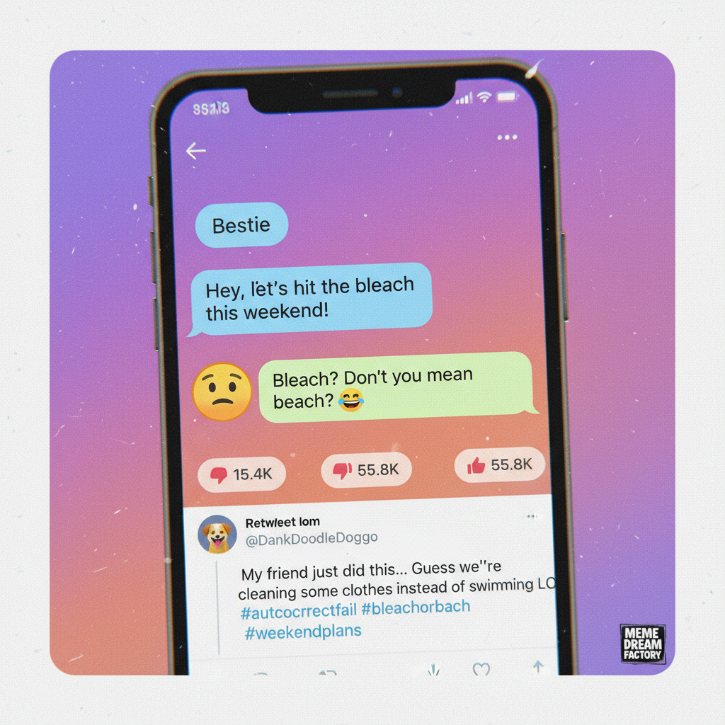 My phone autocorrected 'beach' to 'bleach.' Now my friends think I'm cleaning the ocean.