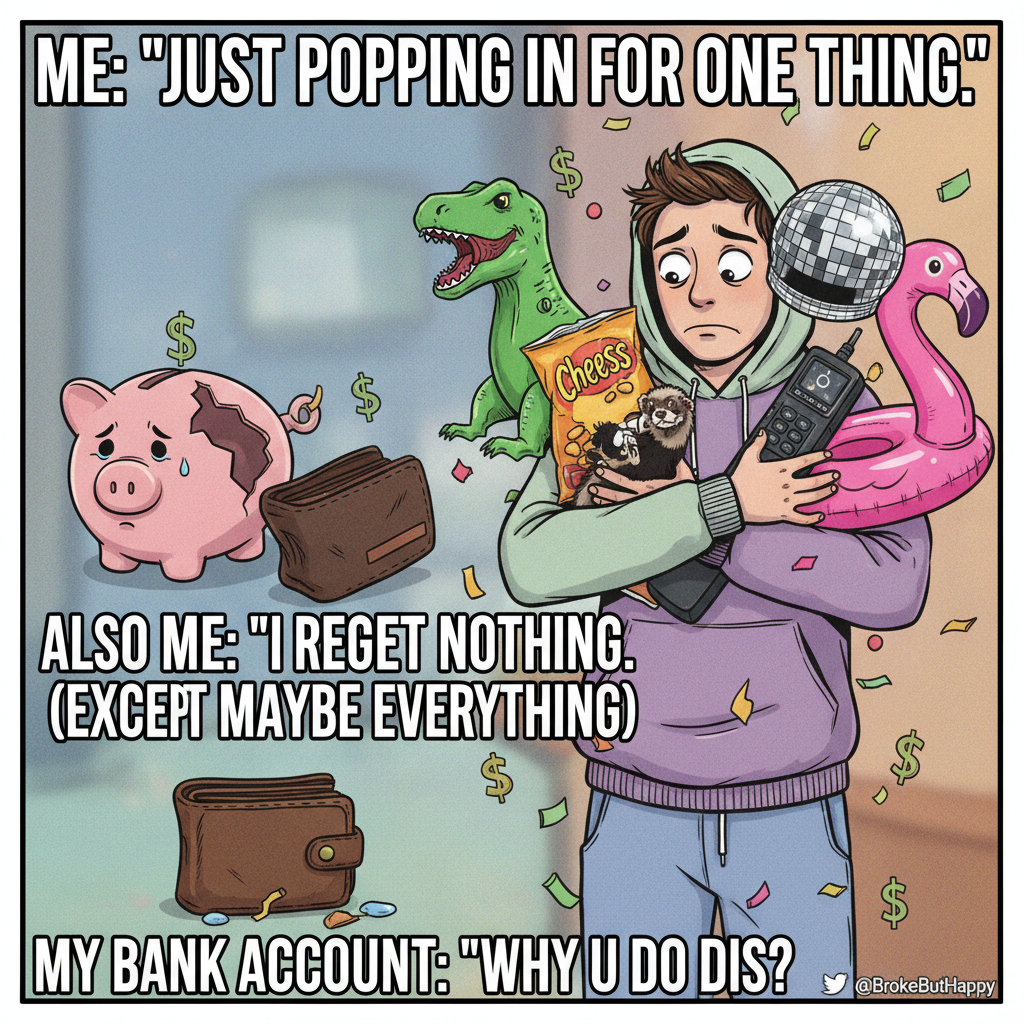 Just bought 3 things I don't need at 2 AM. My bank account is judging me.