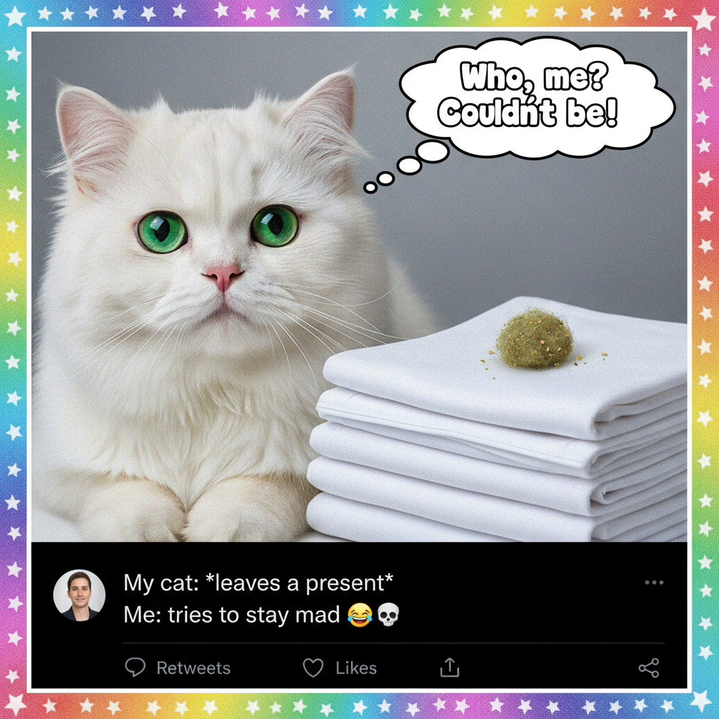 My cat just coughed up a hairball directly onto my clean laundry. This is love, right?