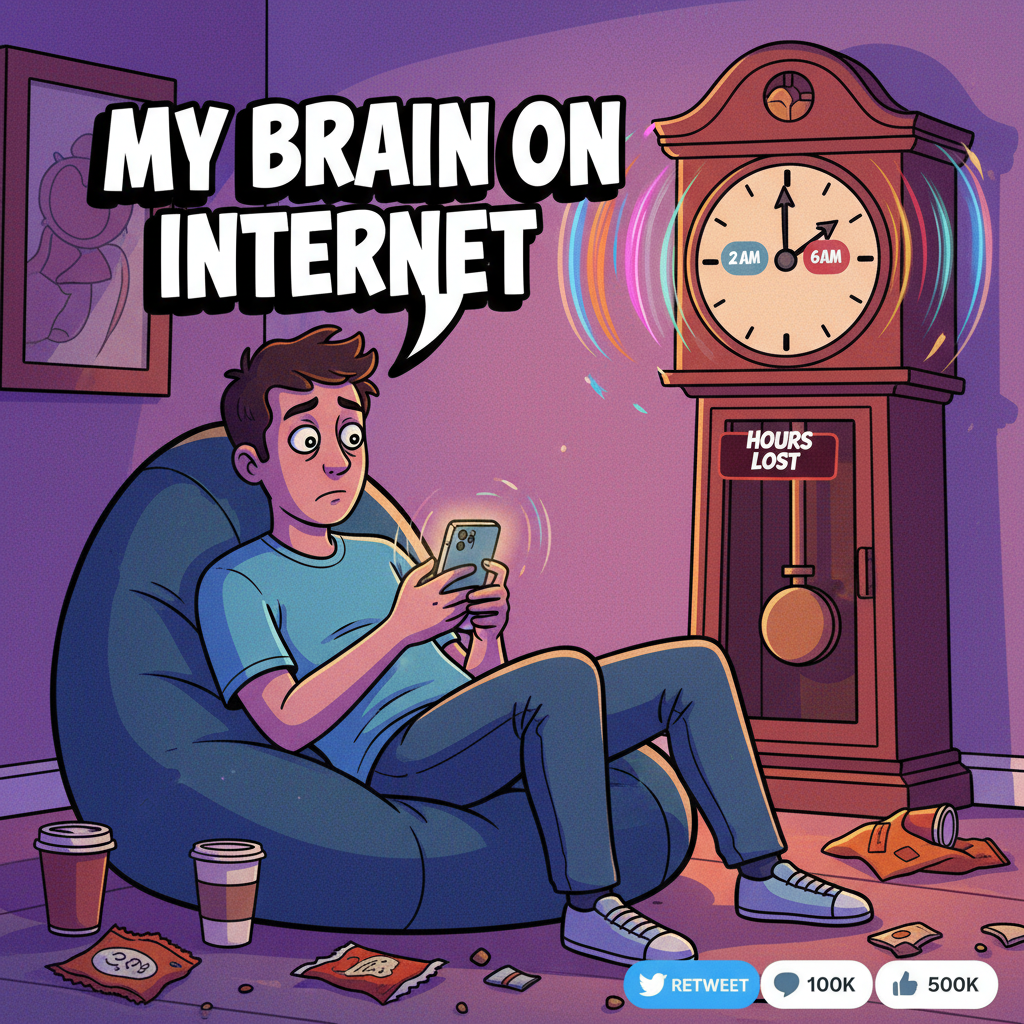 Me: 'I'll just check Twitter for 5 mins.' *2 hours later* 'Wait, what was I doing?'