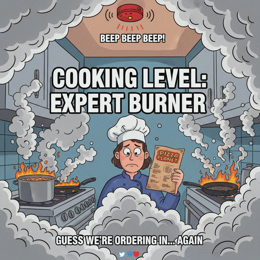 Tried to make a 'simple' dinner. Ended up with a smoke alarm concert and takeout menus.