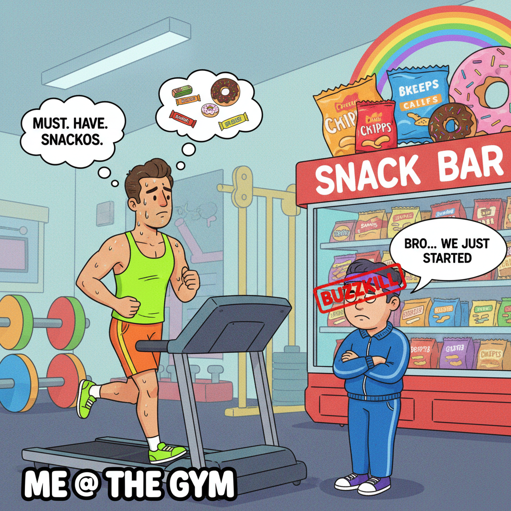 My 'gym buddy' just spotted me staring at the snack bar. We're not okay.