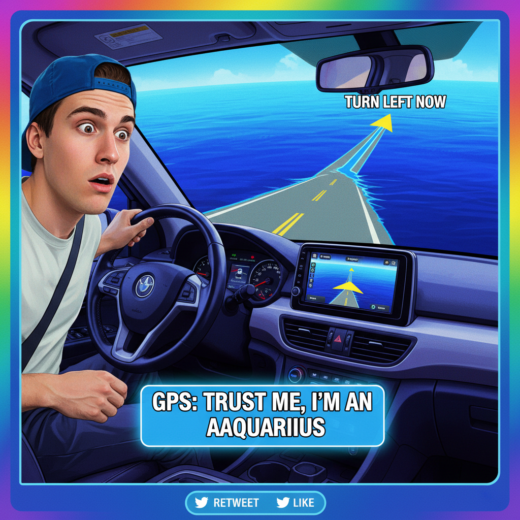 My GPS just told me to 'turn left onto the ocean'. We're having a great road trip.