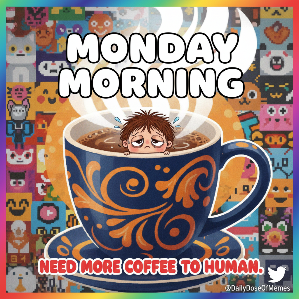 My Monday morning mood is 90% coffee, 10% existential dread. #MondayVibes